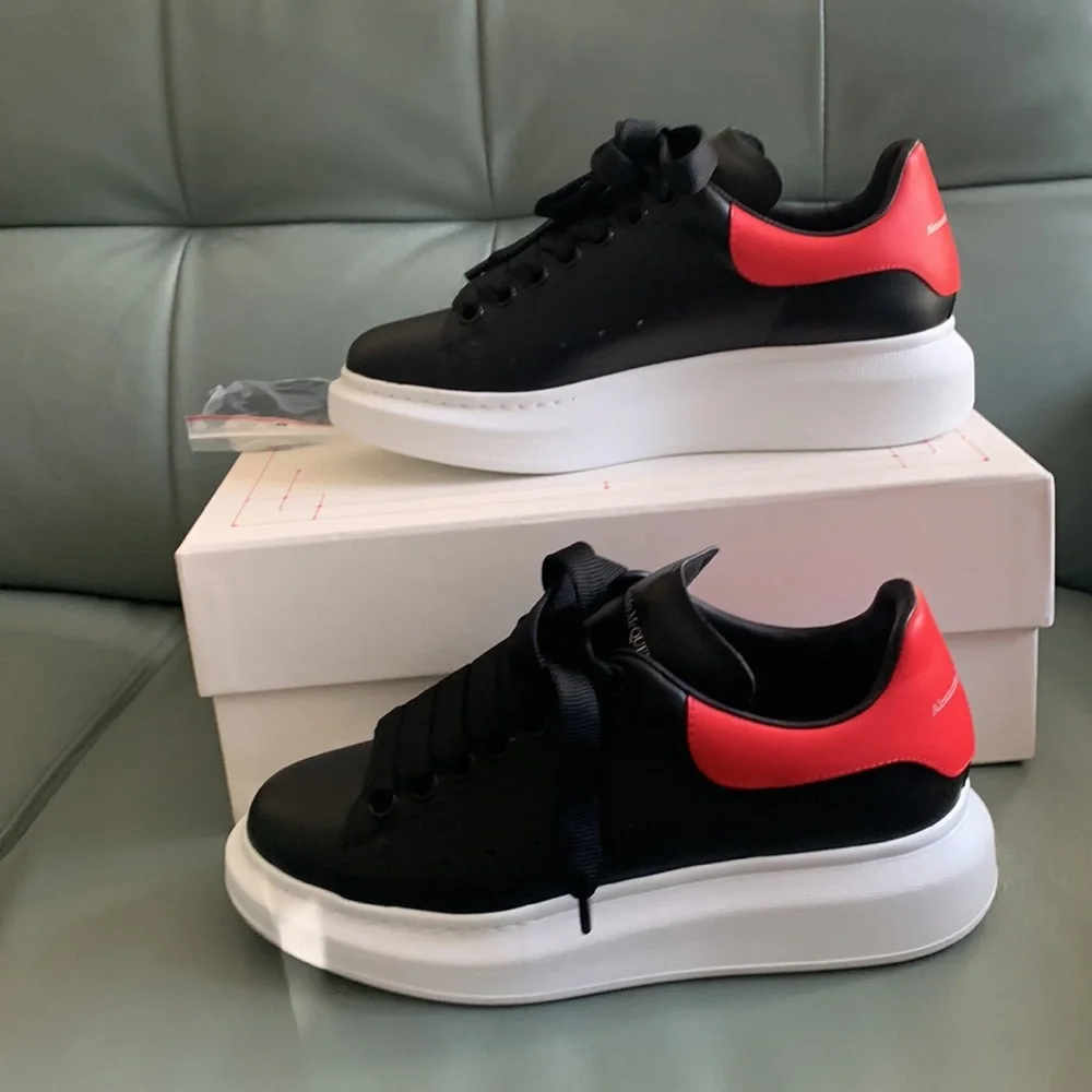 Alexander McQueen  Oversize Colorblock Sneaker BLACK/ DARK CORAL - Picture 10 of 15